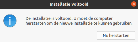 Ubuntu installatie voltooid