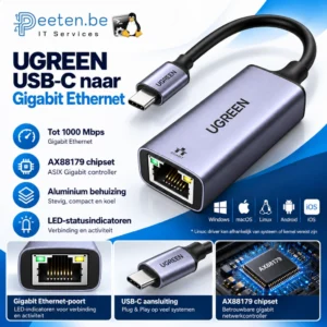 USB-C naar Gigabit netwerkadapter