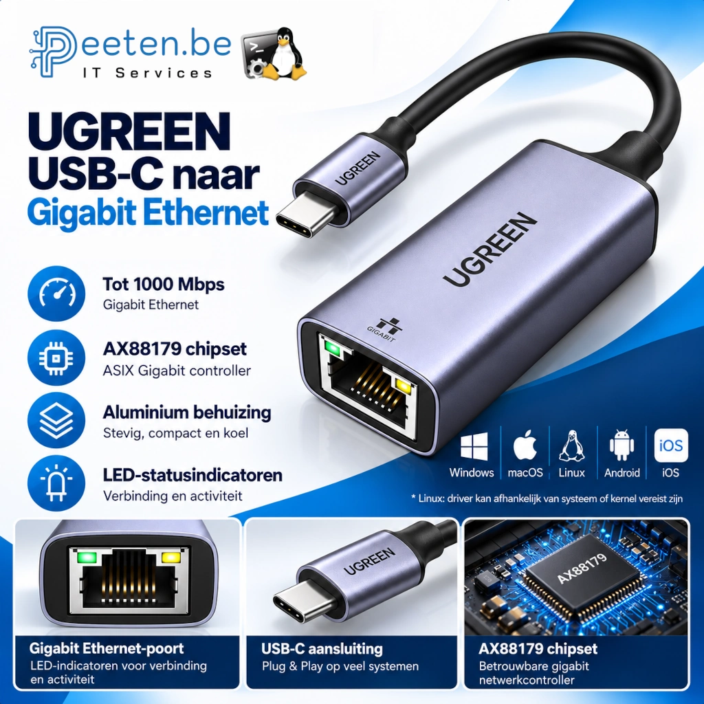 USB-C naar Gigabit netwerkadapter
